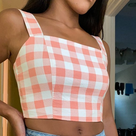 Forever 21 Cropped Gingham Tank Top - Picture 1 of 2